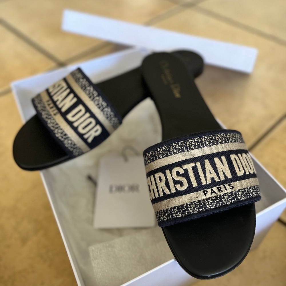 Christian Dior Black and Cream Slides
